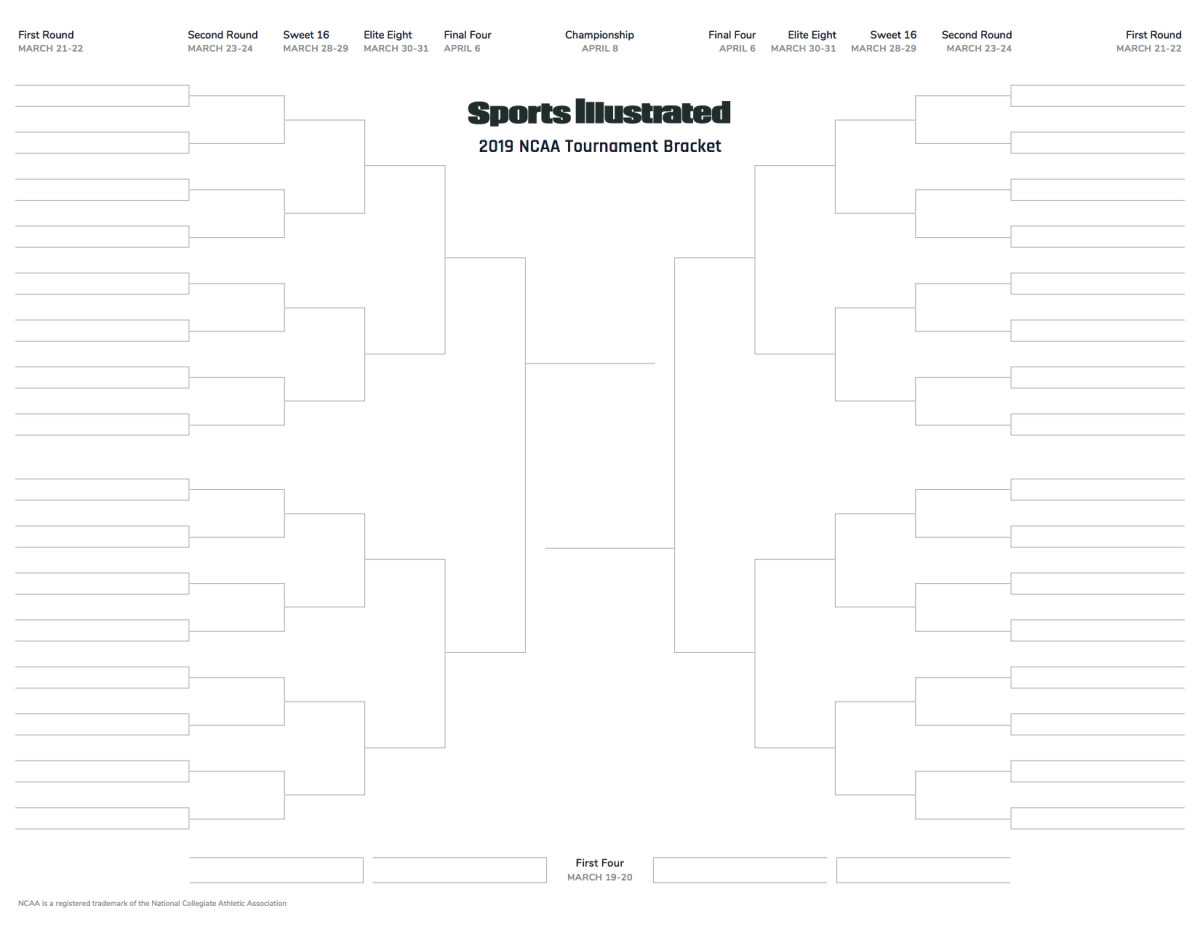 March Madness 2019 Printable Blank Bracket For Ncaa Pertaining To Blank Ncaa Bracket Template