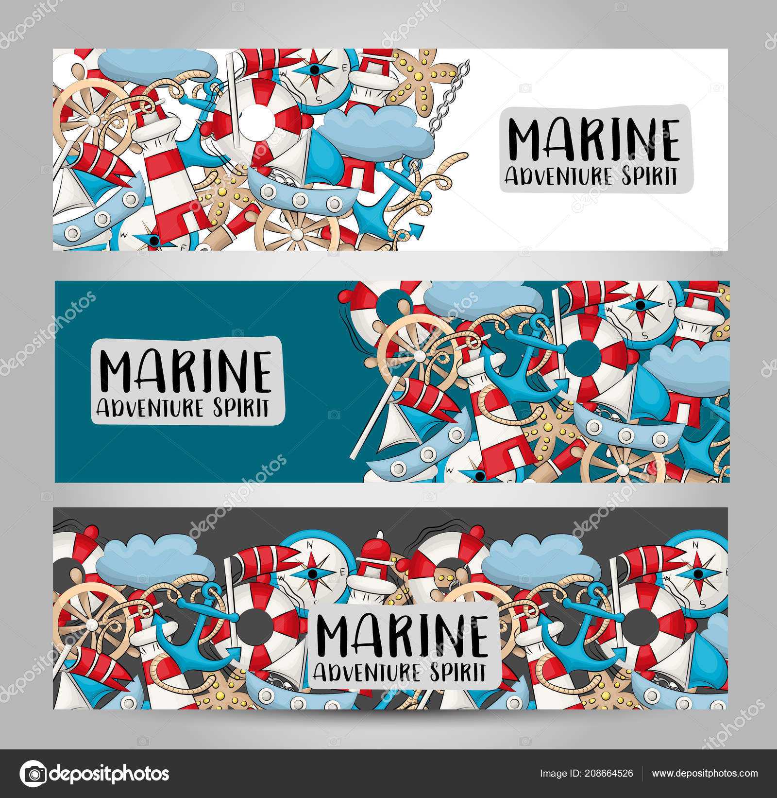 Marine Nautical Travel Concept Horizontal Banner Template For Nautical Banner Template