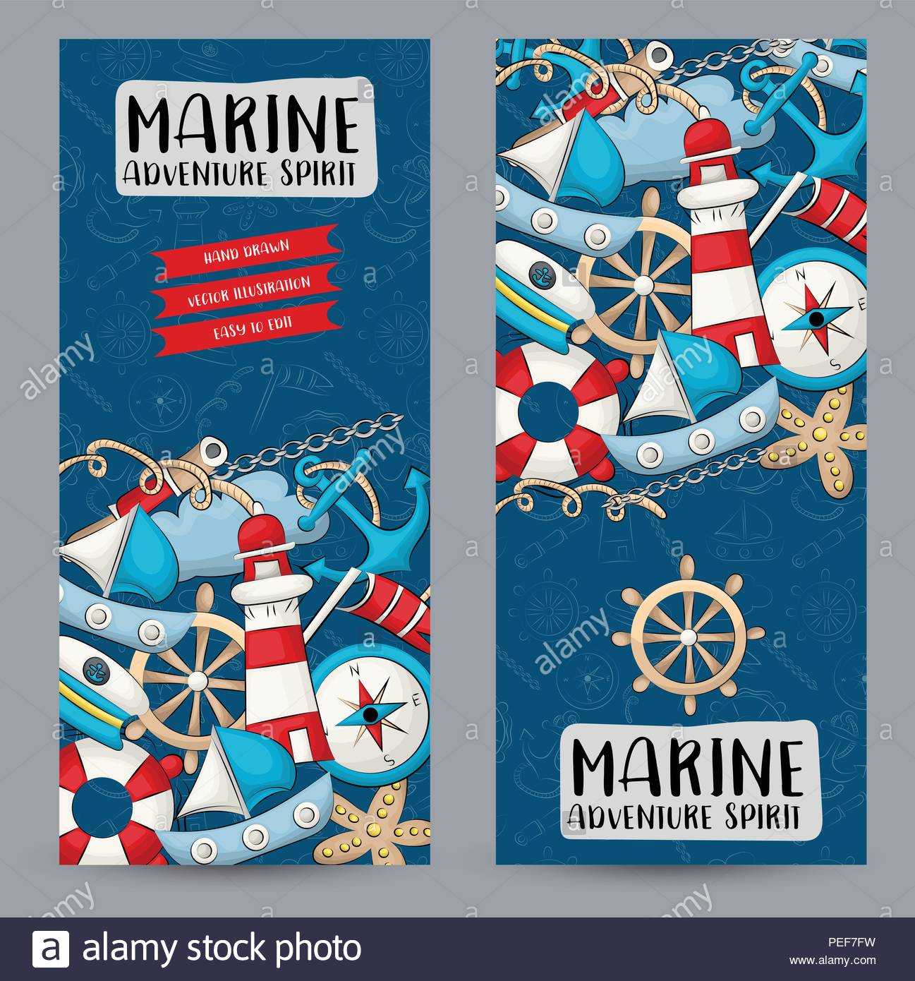 Marine Nautical Travel Concept. Vertical Banner Template Set Within Nautical Banner Template
