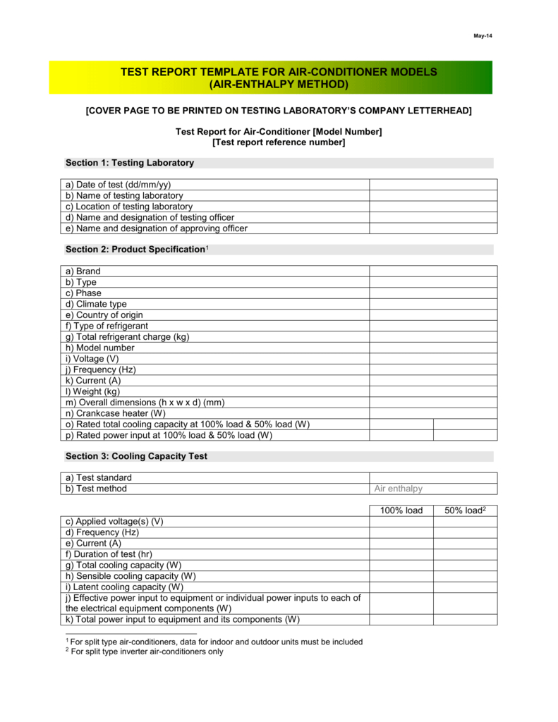 May 14 Test Report Template For Air Intended For Test Result Report Template