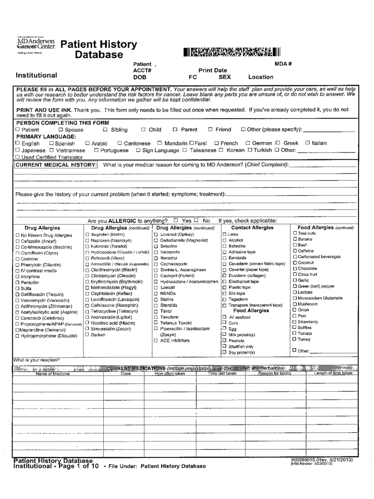 Medical History Form – 5 Free Templates In Pdf, Word, Excel Intended For Medical History Template Word