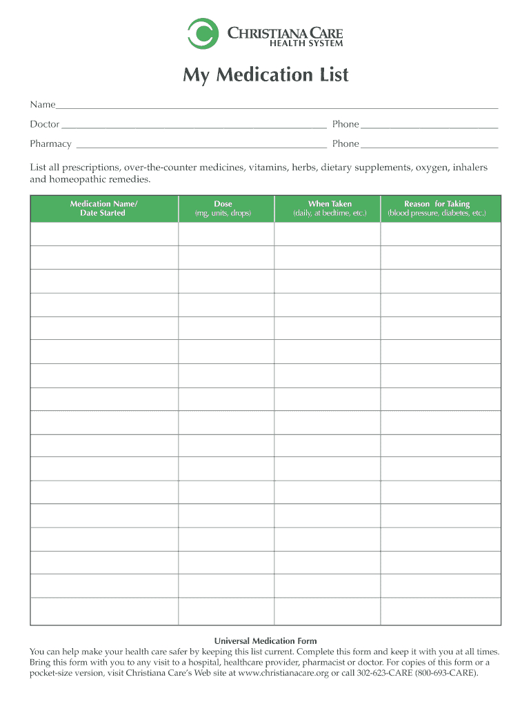 Medication List Form Template – Zohre.horizonconsulting.co Within Blank Medication List Templates