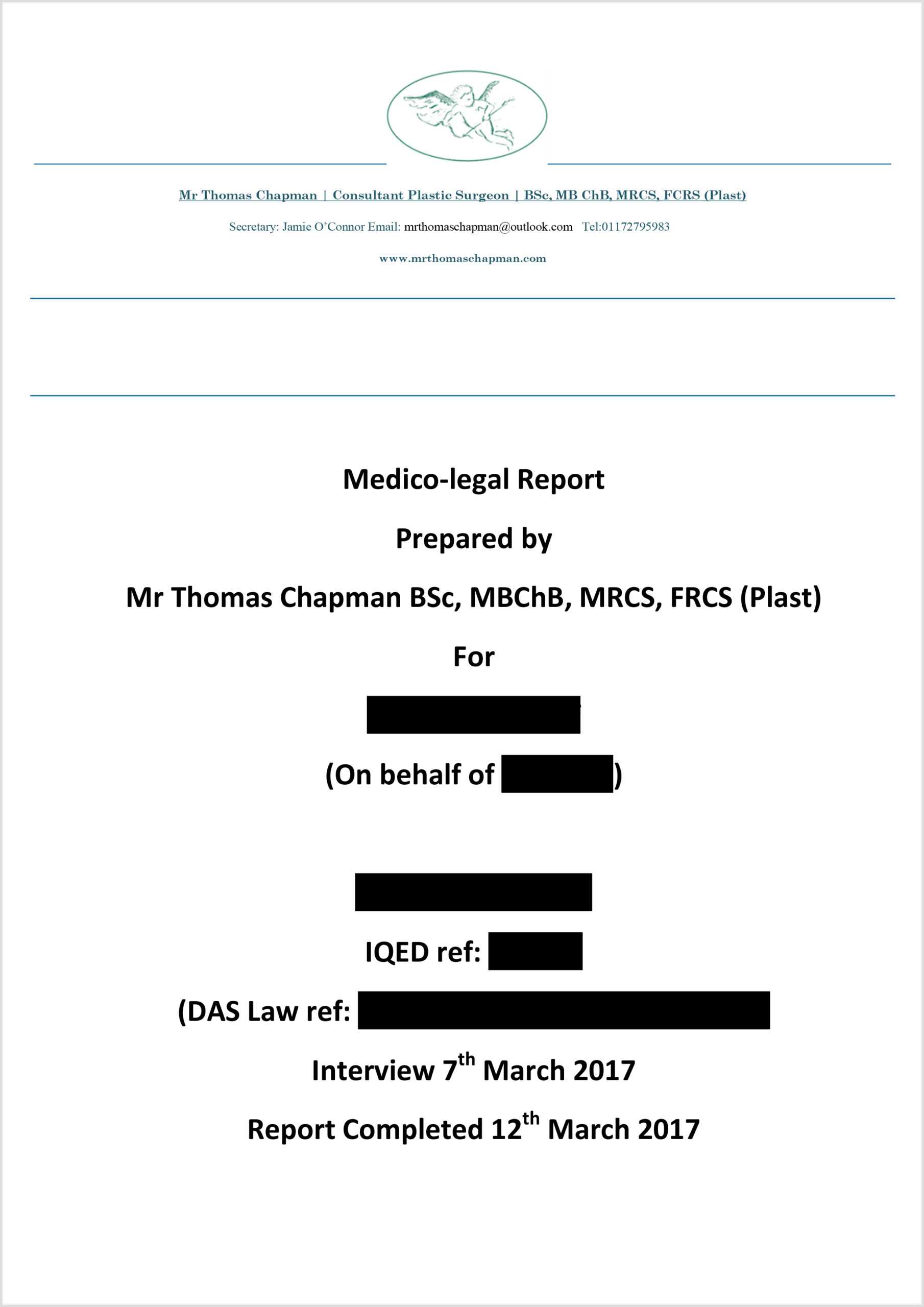 Medicolegal Reporting – Mr Thomas Chapman Intended For Expert Witness Report Template