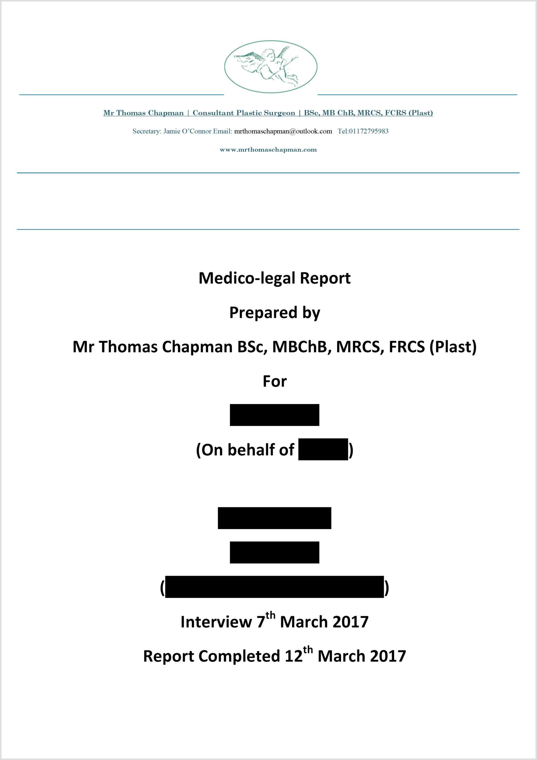 Medicolegal Reporting - Mr Thomas Chapman With Medical Legal Report Template