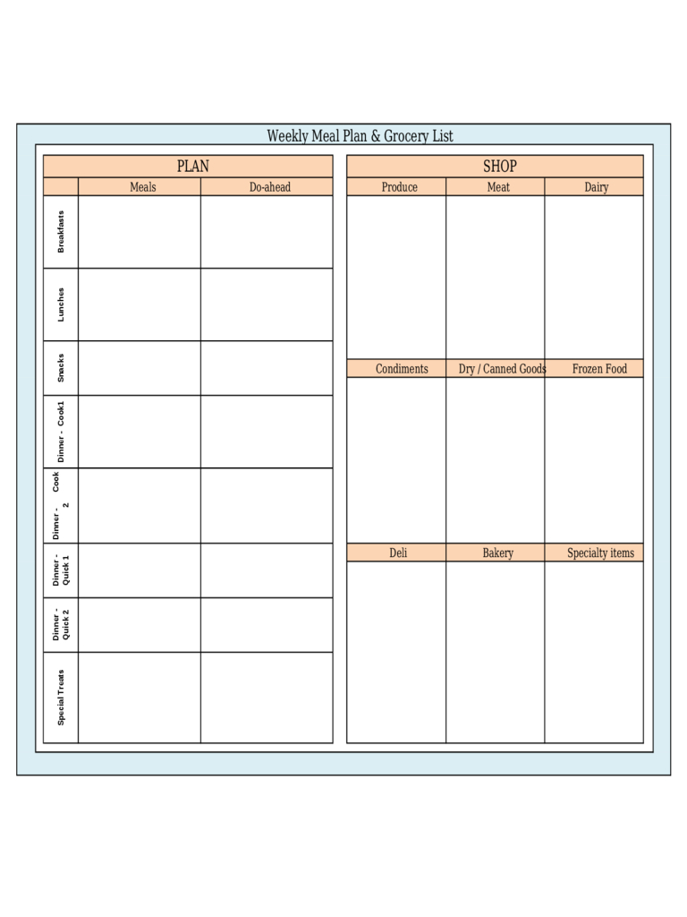 Menu Planner Template – 5 Free Templates In Pdf, Word, Excel Intended For Meal Plan Template Word