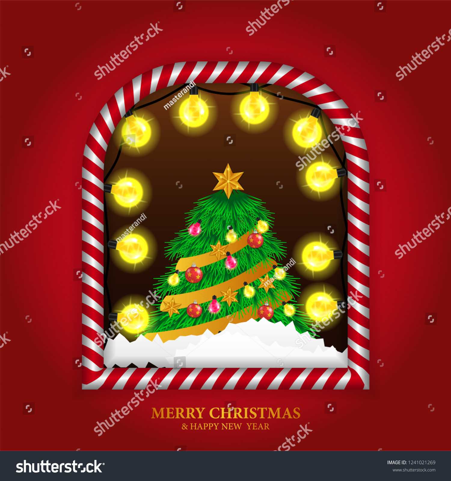 Merry Christmas Banner Template Windows Frame Stock Vector Pertaining To Merry Christmas Banner Template