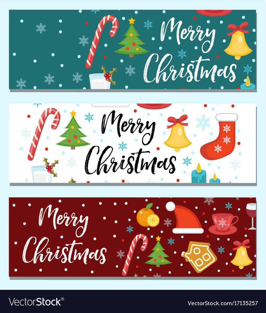 Merry Christmas Set Of Banners Template With In Merry Christmas Banner Template