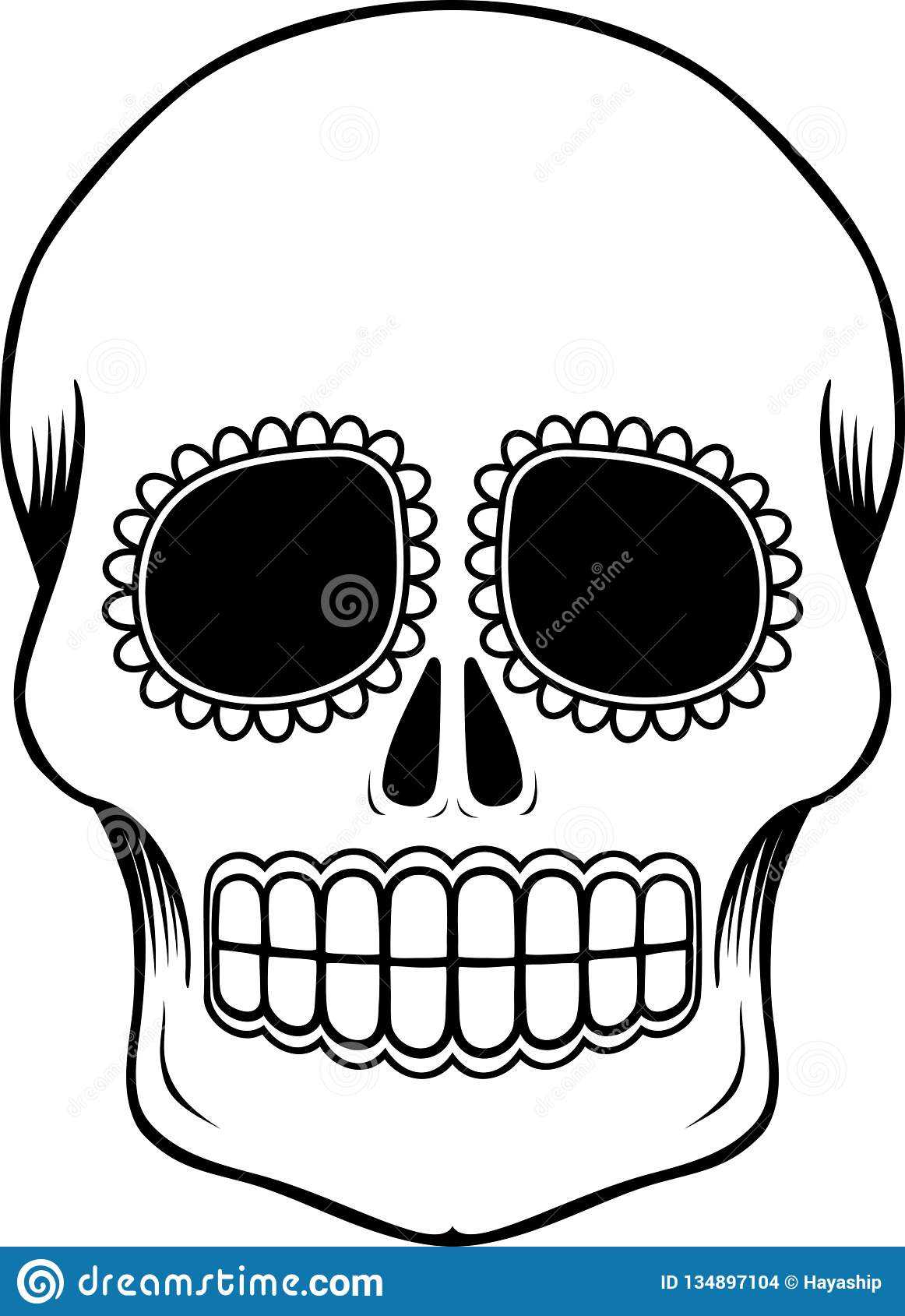 Mexican Sugar Skull Template Stock Vector - Illustration Of Throughout Blank Sugar Skull Template