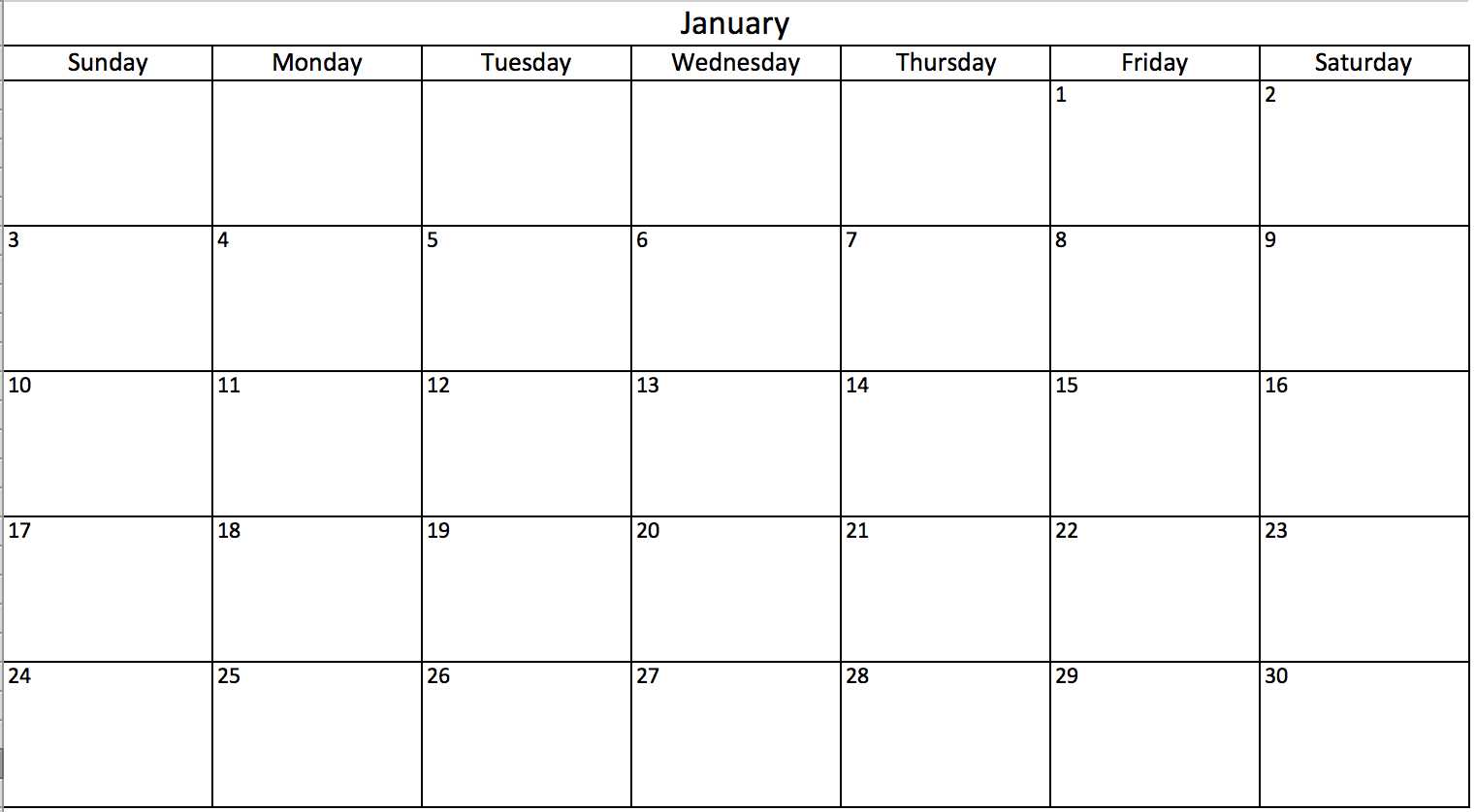 Monthly Calendar Excel – Printable Month Calendar In Blank One Month Calendar Template
