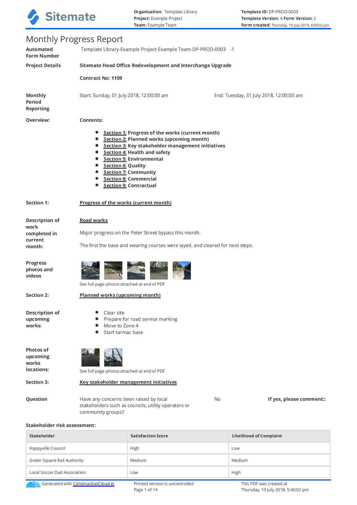 Monthly Construction Progress Report Template: Use This Throughout Production Status Report Template