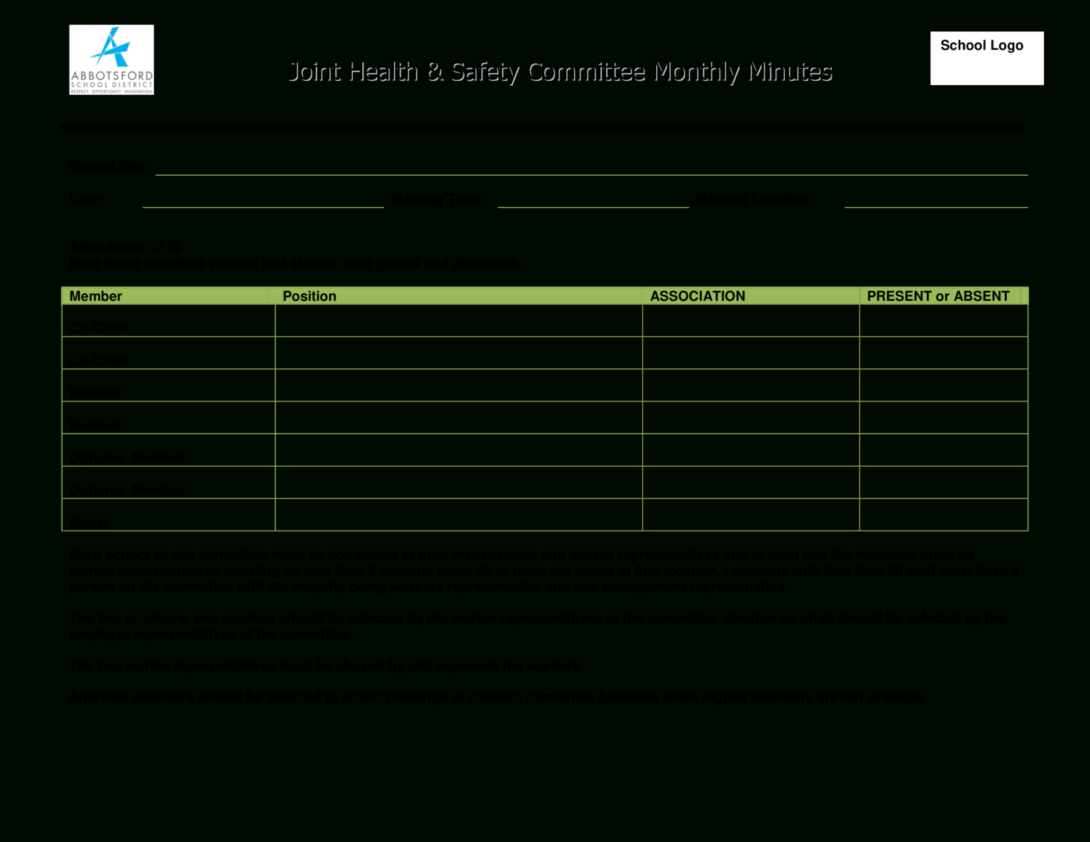 Monthly Safety Meeting Template