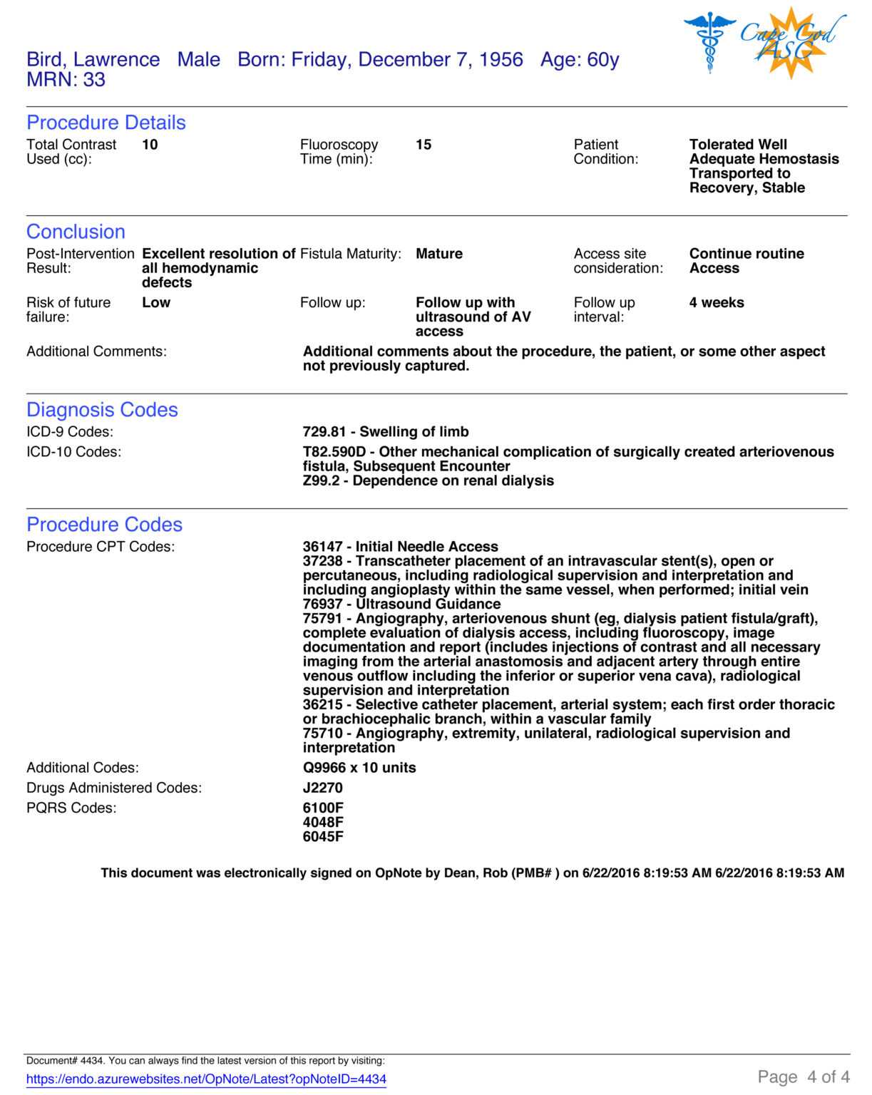 patients surgery report file