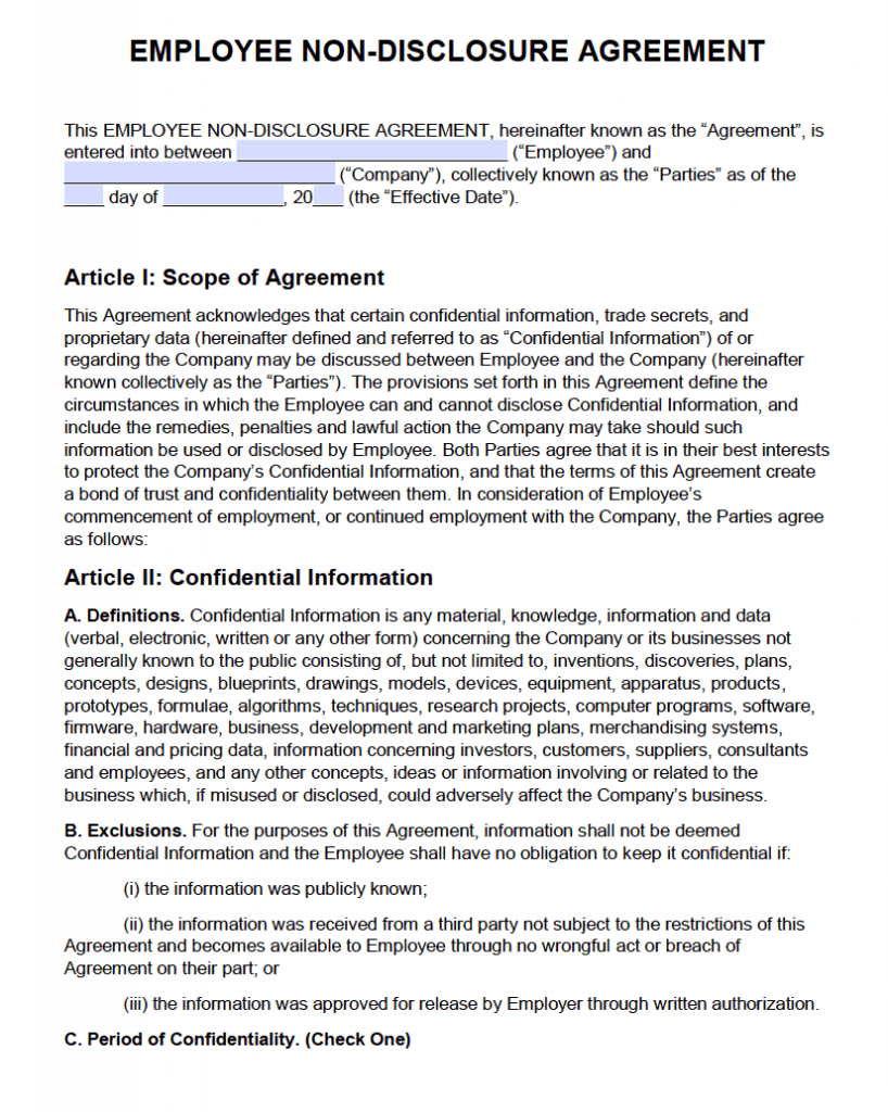 Non Disclosure Agreement (Nda) Template – Sample Regarding Nda Template Word Document