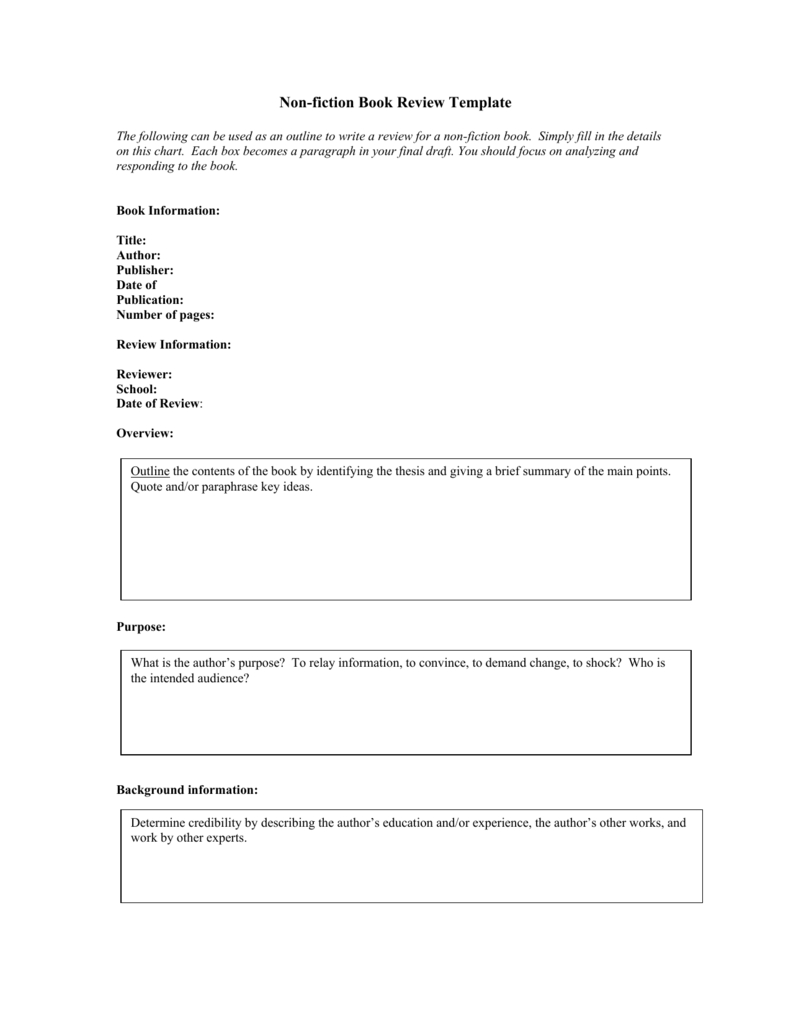 Non Fiction Book Review Template For Nonfiction Book Report Template