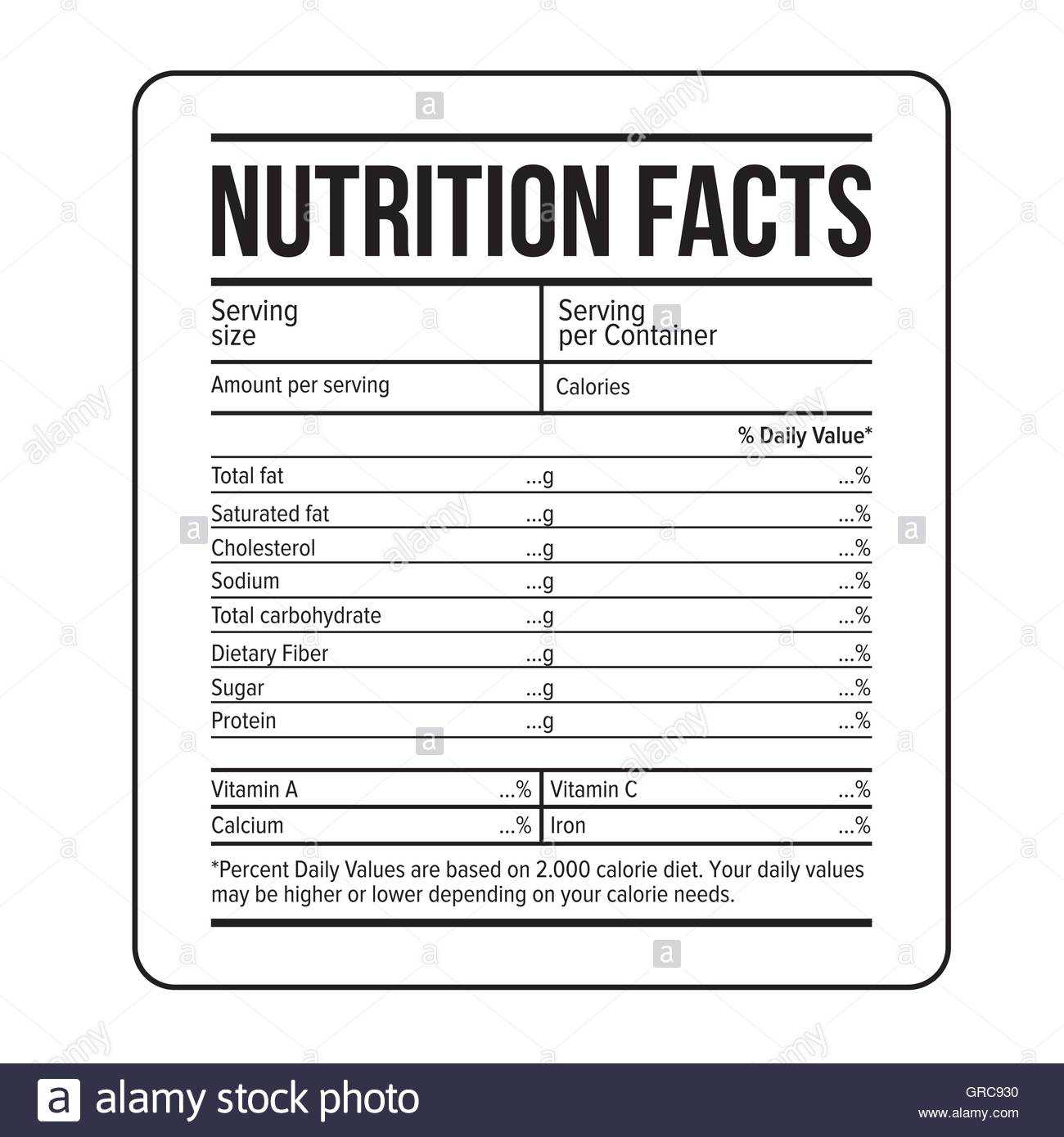 Nutrition Facts Label Template Vector Stock Vector Art With Regard To Blank Food Label Template