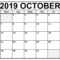 October 2019 Calendar Template For Kids | Free Printable Pertaining To Blank Calendar Template For Kids