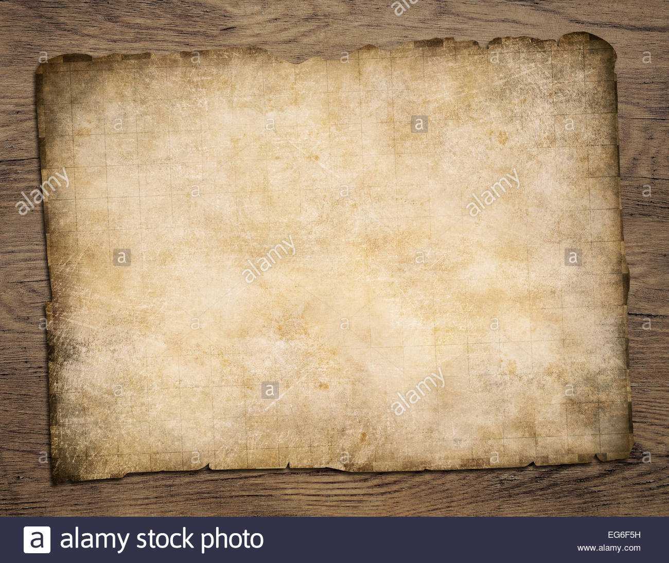 Old Blank Parchment Treasure Map On Wooden Table Stock Photo Within Blank Pirate Map Template
