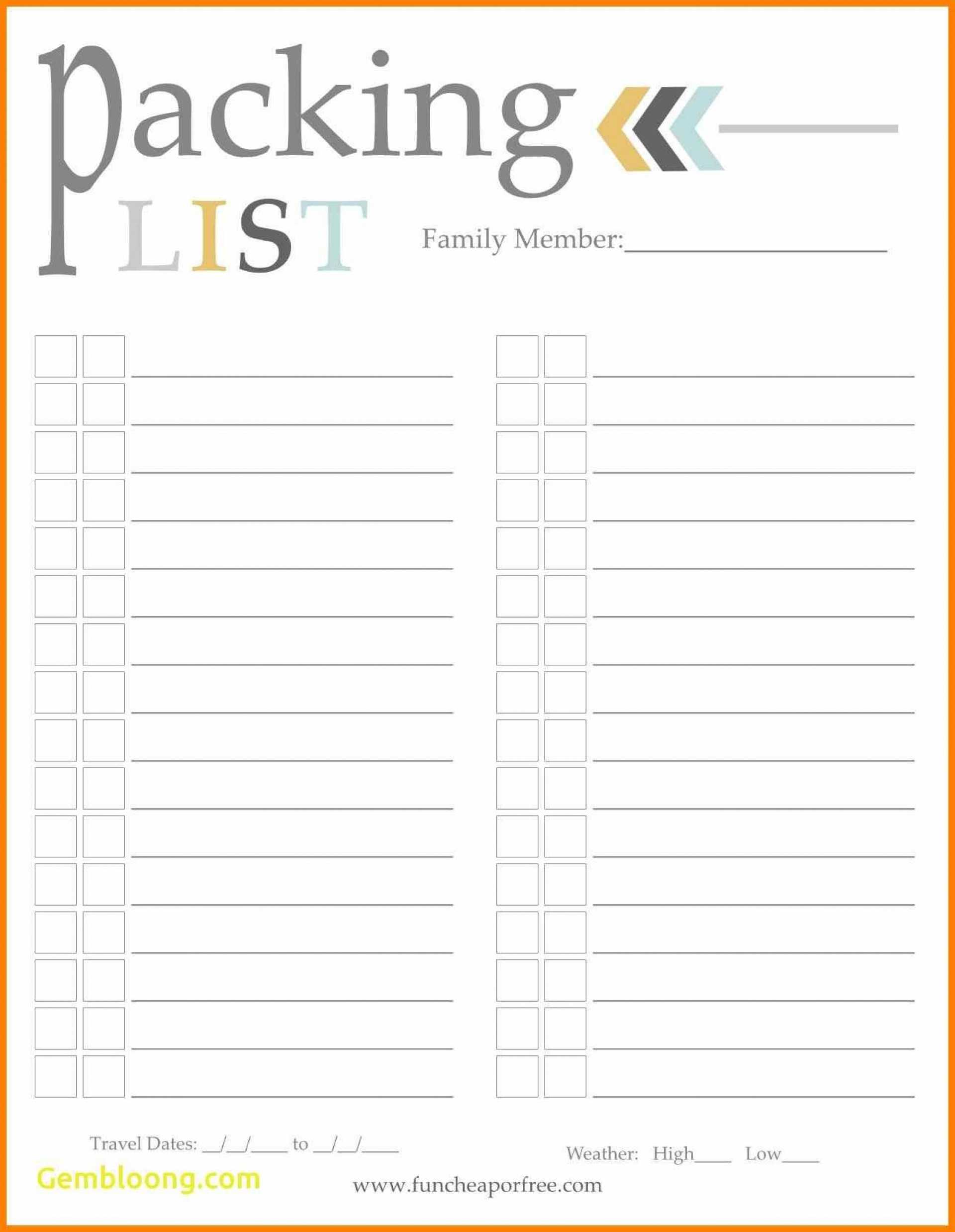 Packing List Template – Zohre.horizonconsulting.co Regarding Blank Packing List Template