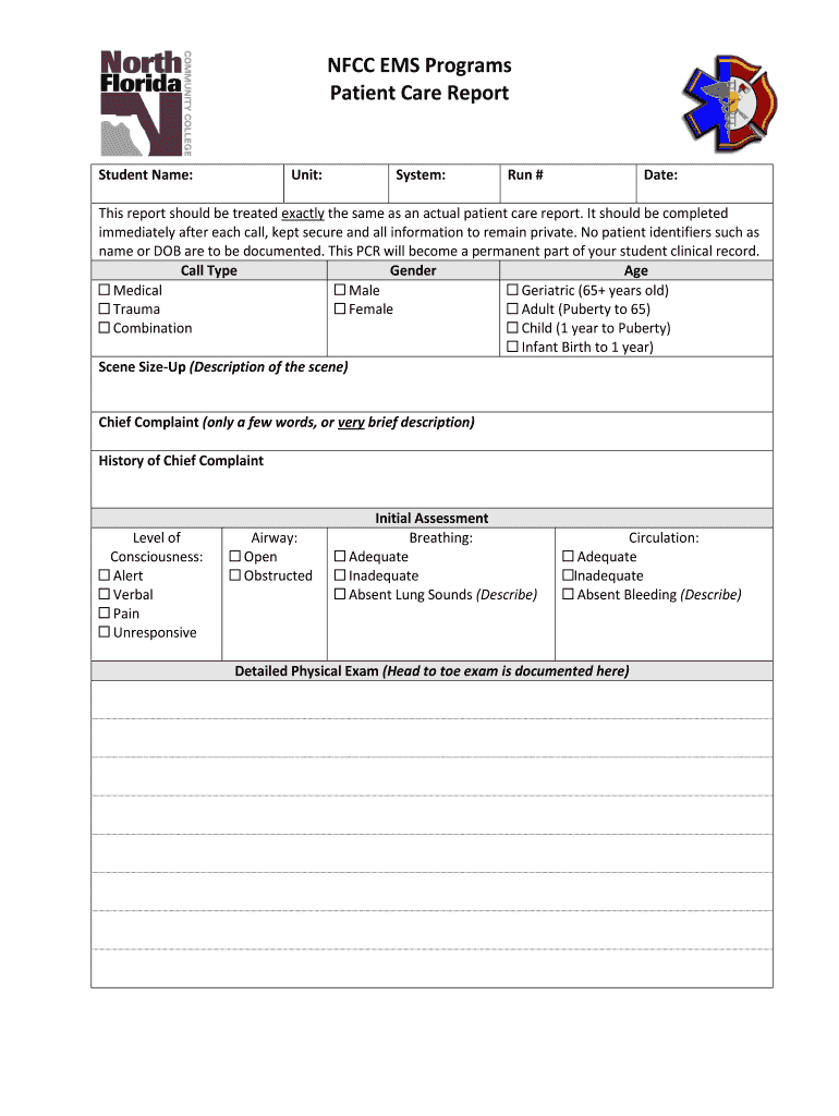 Patient Care Report – Fill Online, Printable, Fillable Within Patient Care Report Template