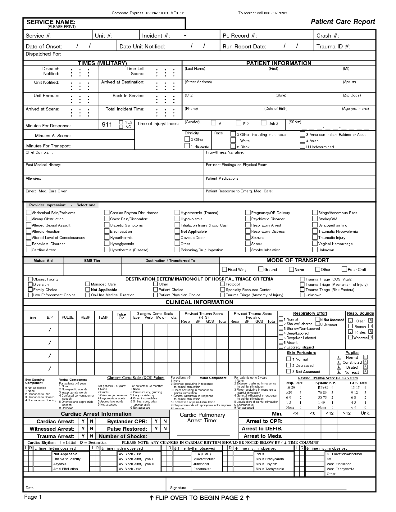 Patient Care Report Template Word Emt Example Ems Narrative Pertaining To Patient Report Form Template Download