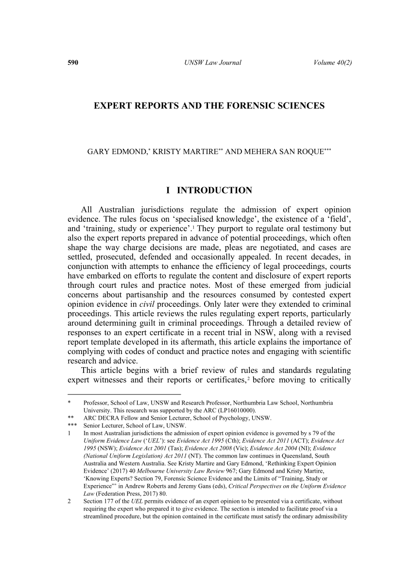 Pdf) Expert Reports And The Forensic Sciences Pertaining To Expert Witness Report Template