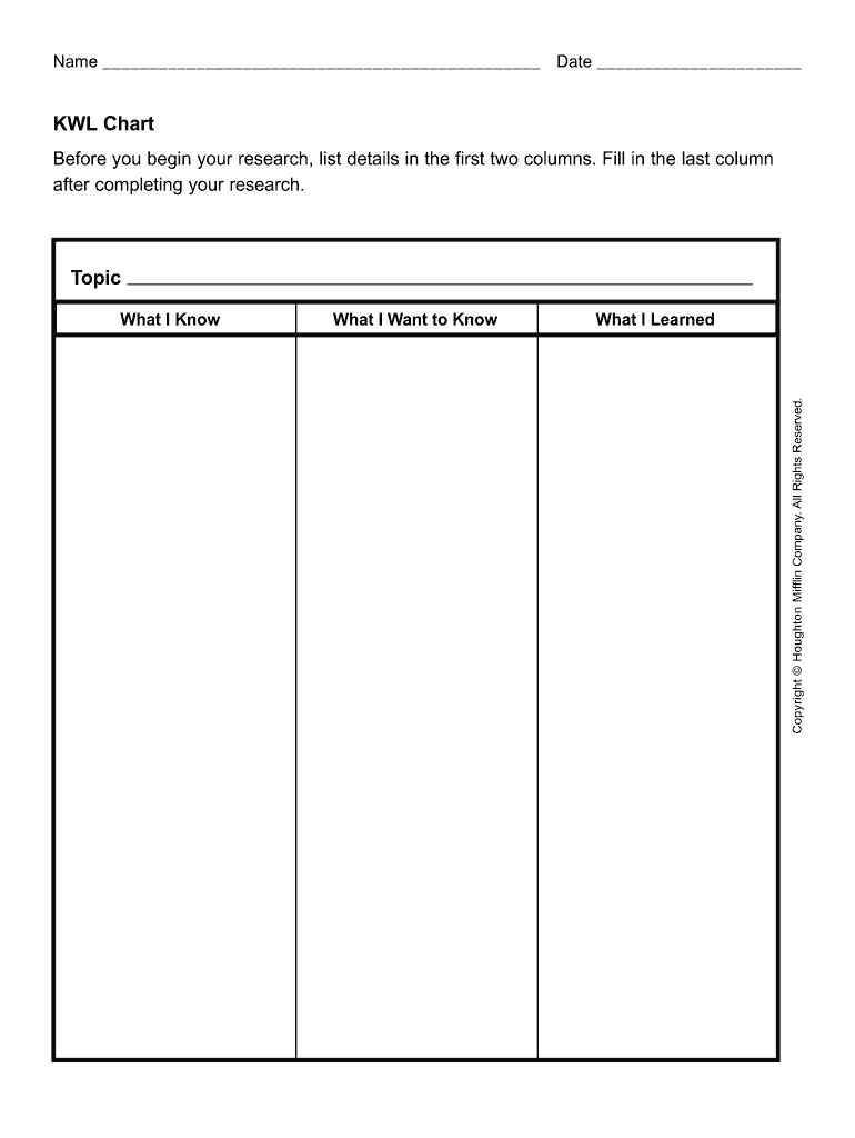 Pdf Kwl Chart – Fill Online, Printable, Fillable, Blank In Kwl Chart Template Word Document