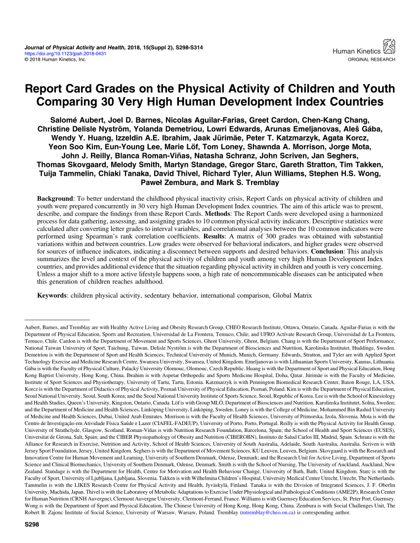 Pdf) Report Card Grades On The Physical Activity Of Children Regarding Boyfriend Report Card Template