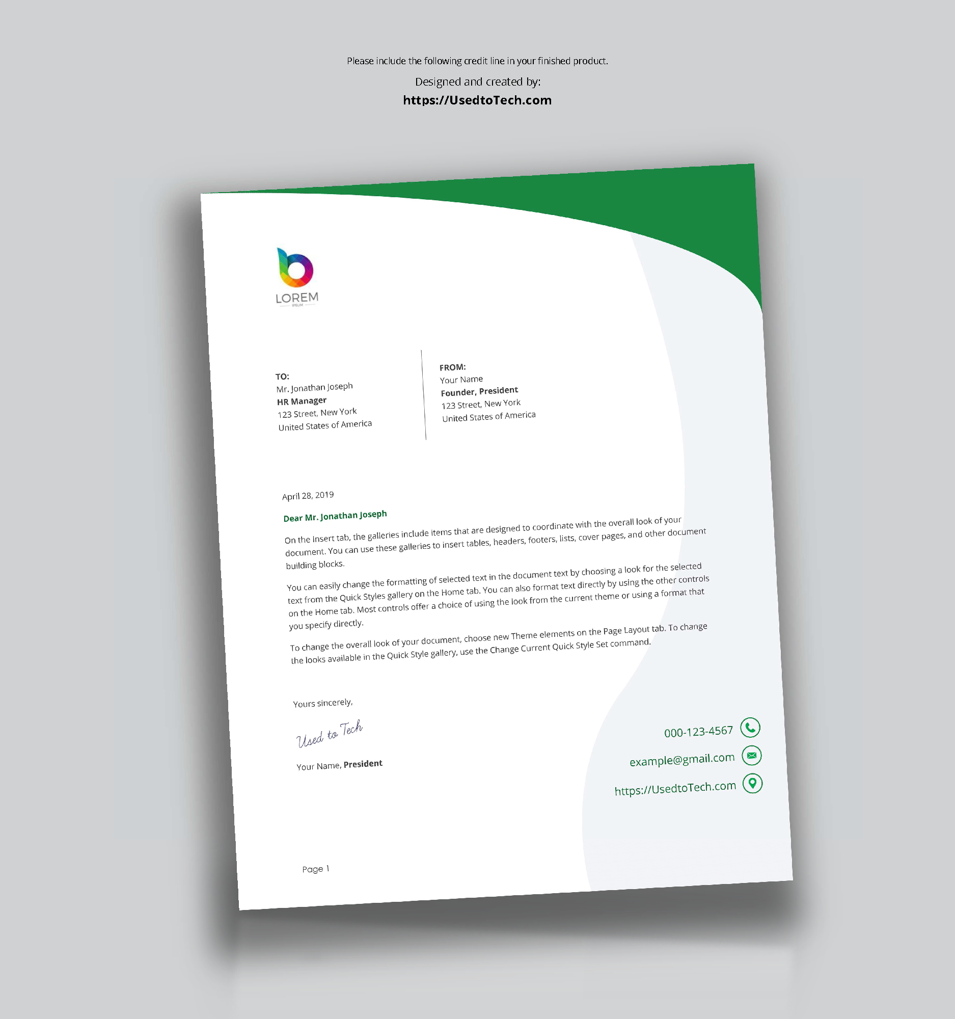 Perfect Letterhead Design In Word Free – Used To Tech With Regard To Free Letterhead Templates For Microsoft Word