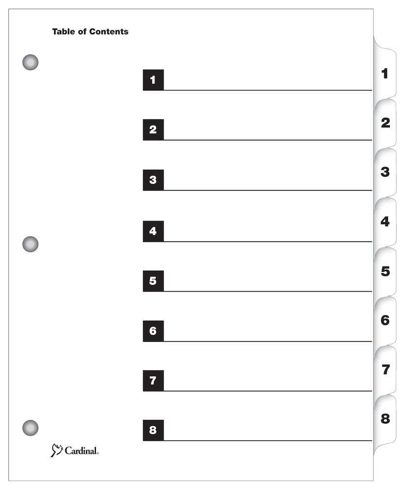 Persnickety Printable Table Of Contents | Dan\'s Blog Within 8 Tab Divider Template Word