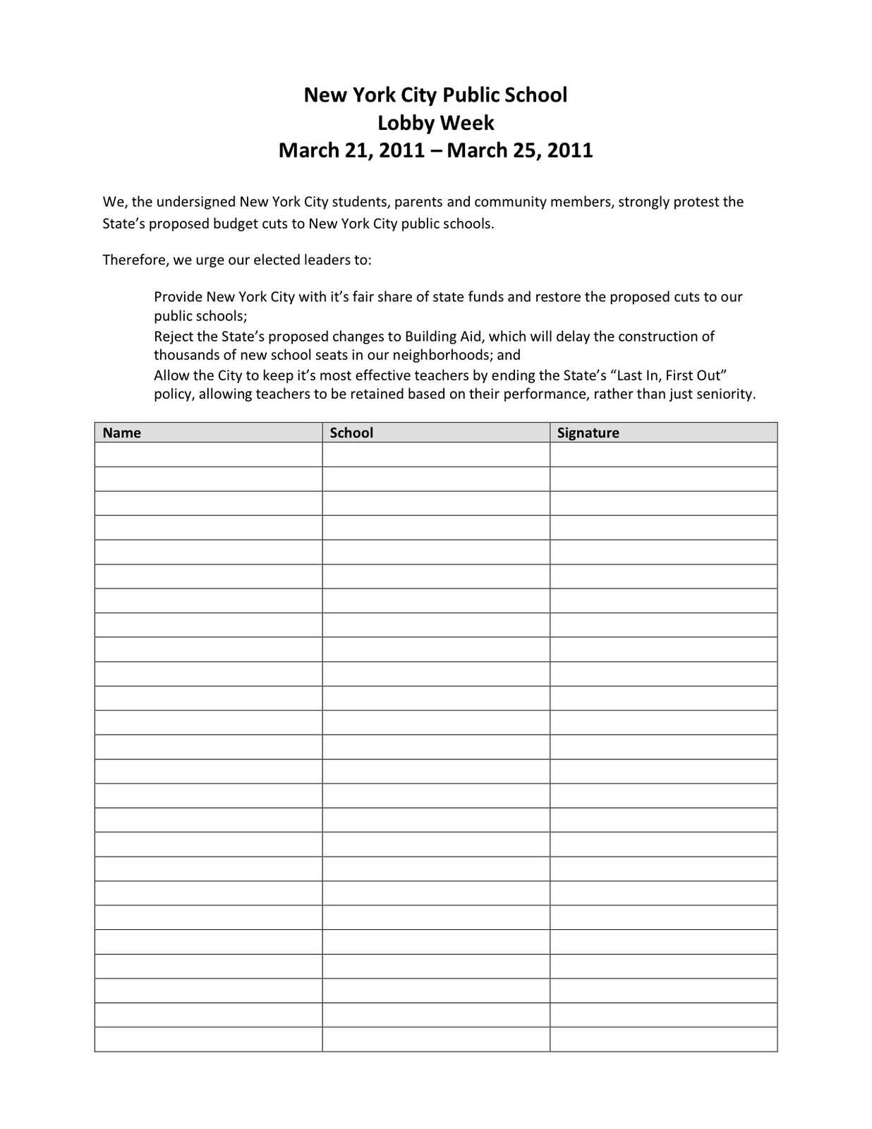 Petition Template School | Your Resume Industry Specific Pertaining To Blank Petition Template
