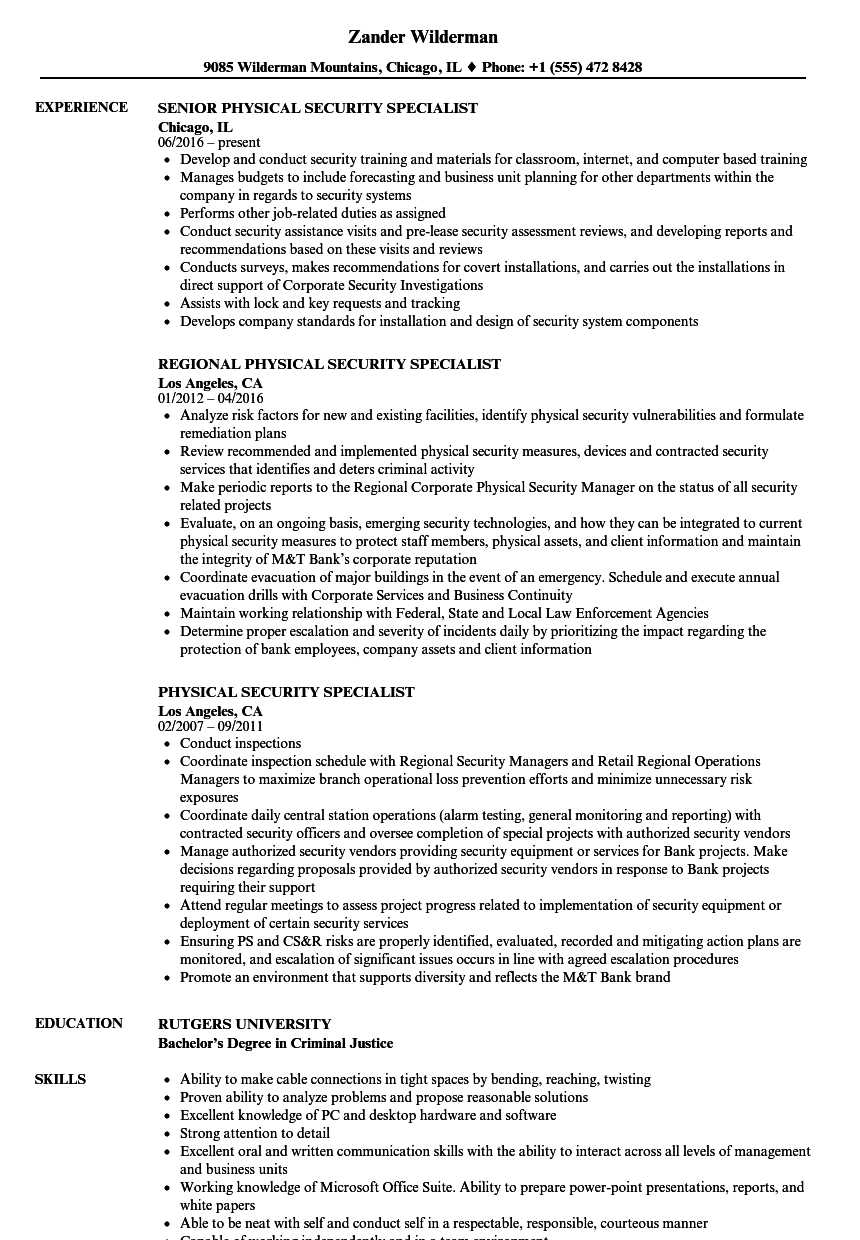 Physical Security Specialist Resume Samples | Velvet Jobs Pertaining To Physical Security Report Template