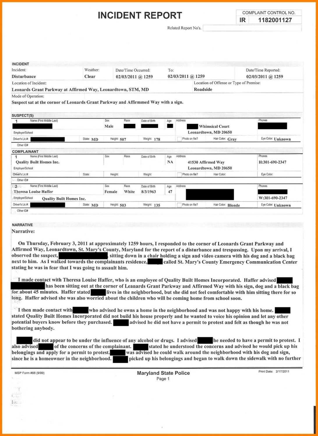 Police Report Example Template Pdf Homicide Blotter Sample Within Police Report Template Pdf