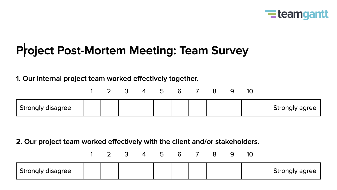 Post Mortem Meeting Template And Tips | Teamgantt With Post Project Report Template