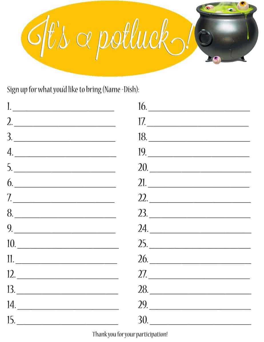 Potluck Sign Up Sheets – Word Excel Fomats With Potluck Signup Sheet Template Word