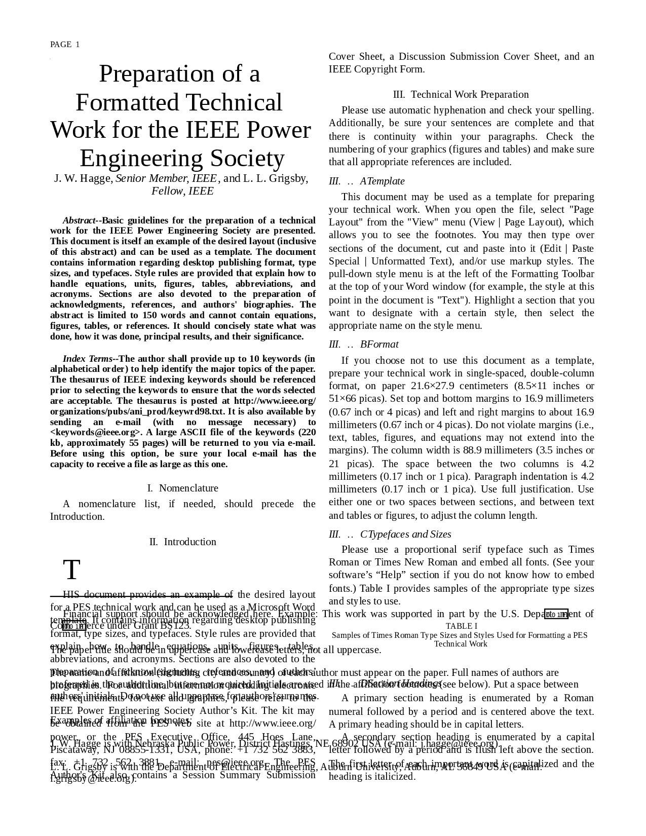Preparation Of A Formatted Technical Work For The Ieee Power With Regard To Ieee Template Word 2007