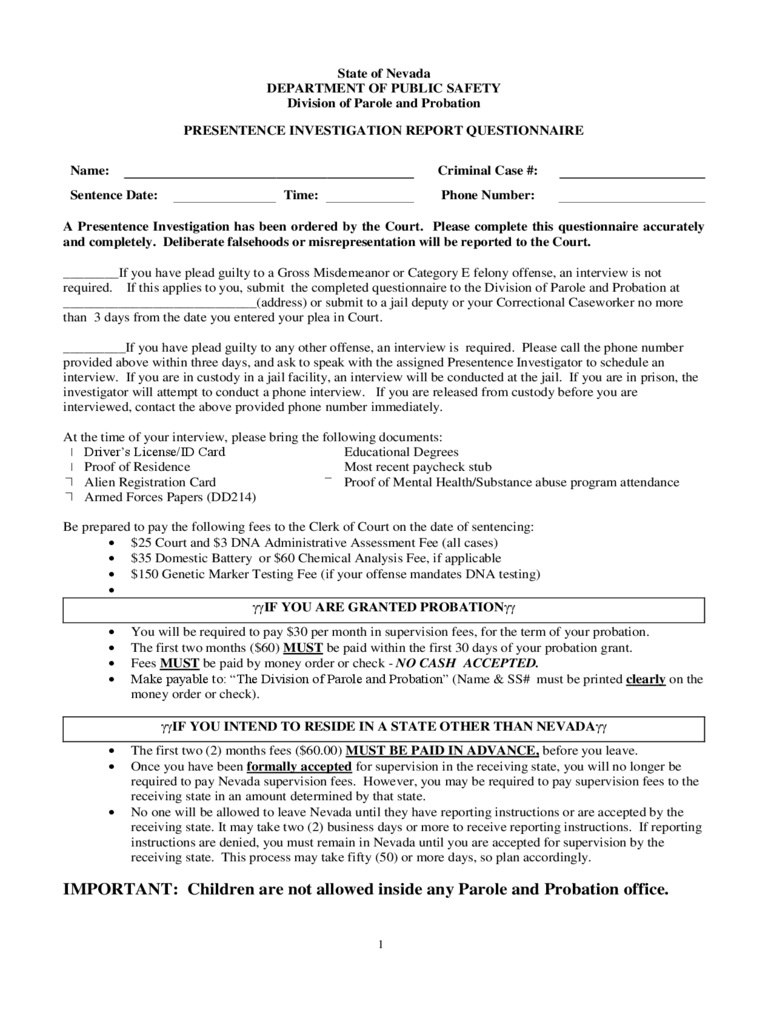 Presentence Investigation Report Form – 2 Free Templates In Within Presentence Investigation Report Template