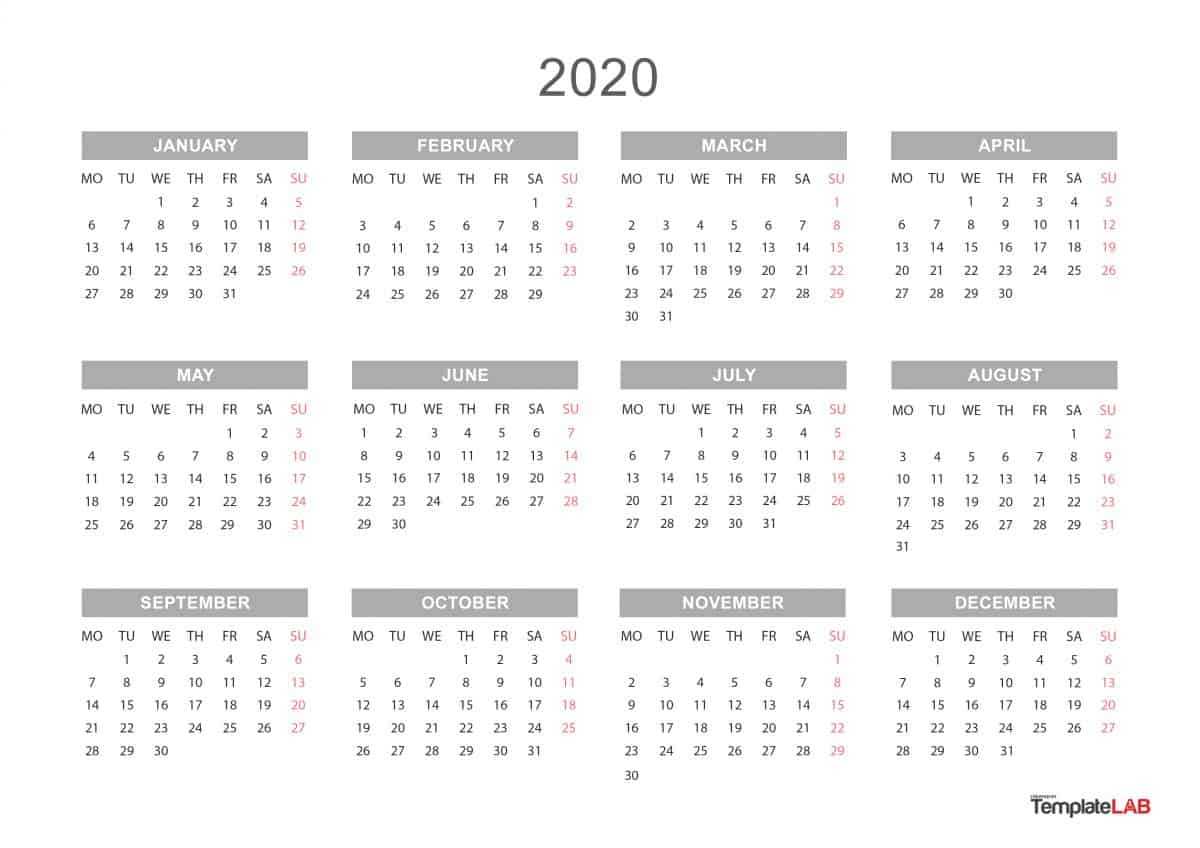 Print Yearly Calendar 2020 – Raptor.redmini.co Regarding Month At A Glance Blank Calendar Template