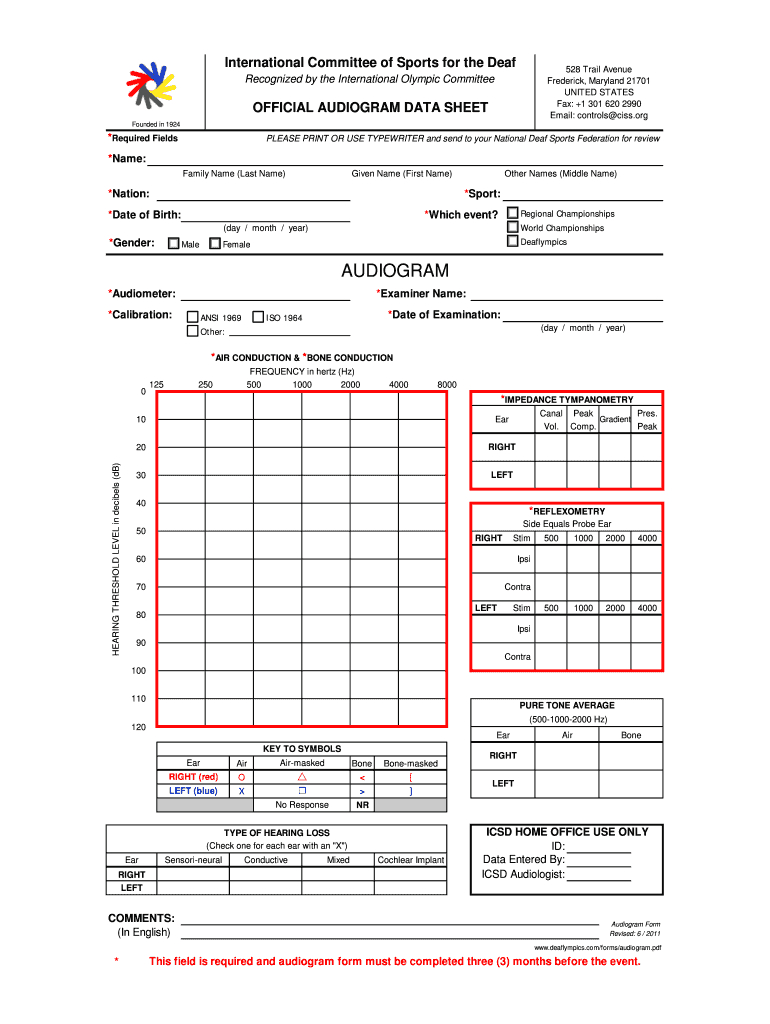 Printable Blank Audiogram Form - Fill Online, Printable Inside Blank Audiogram Template Download