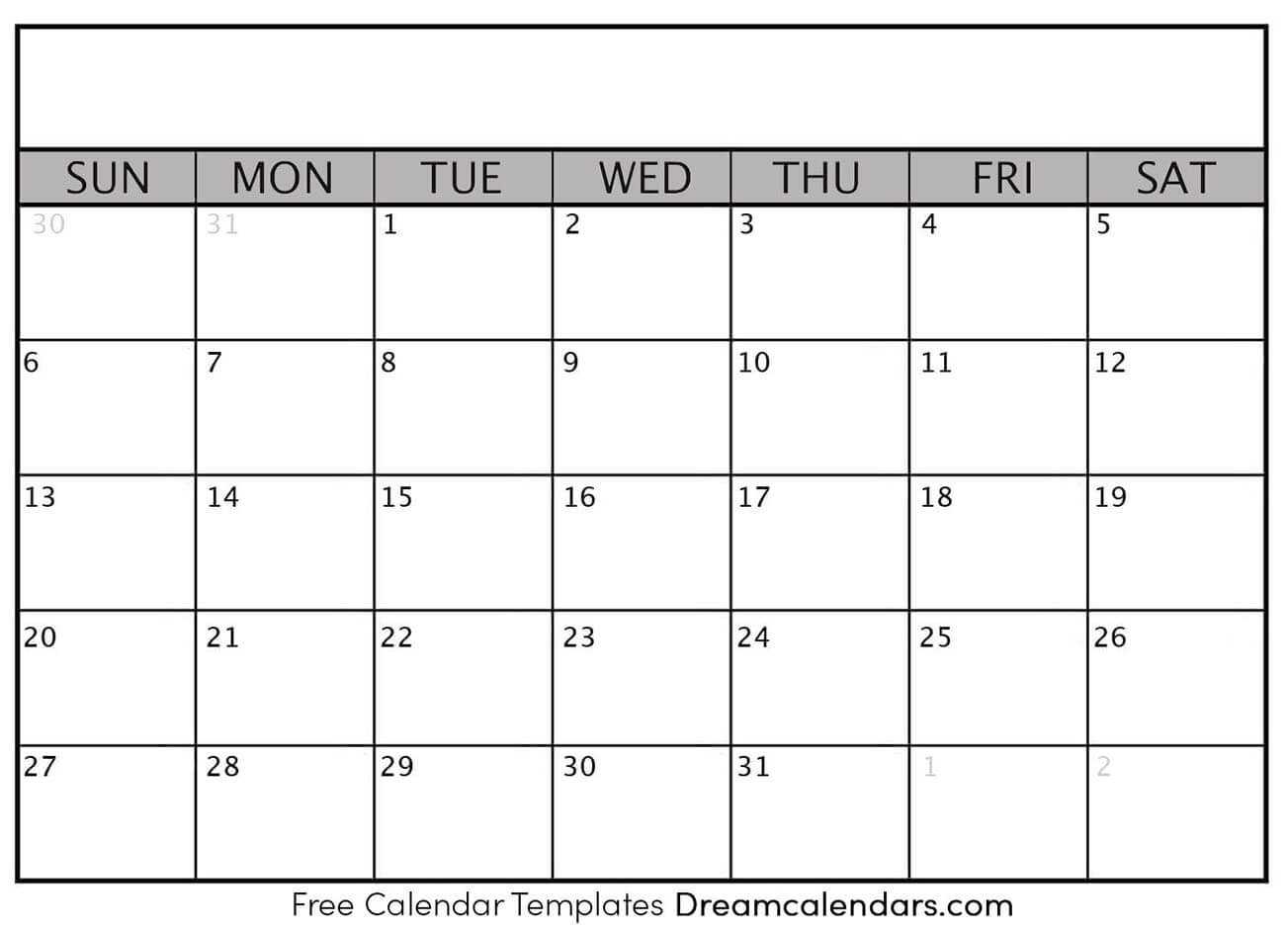 Printable Blank Calendar 2020 | Dream Calendars Intended For Full Page Blank Calendar Template