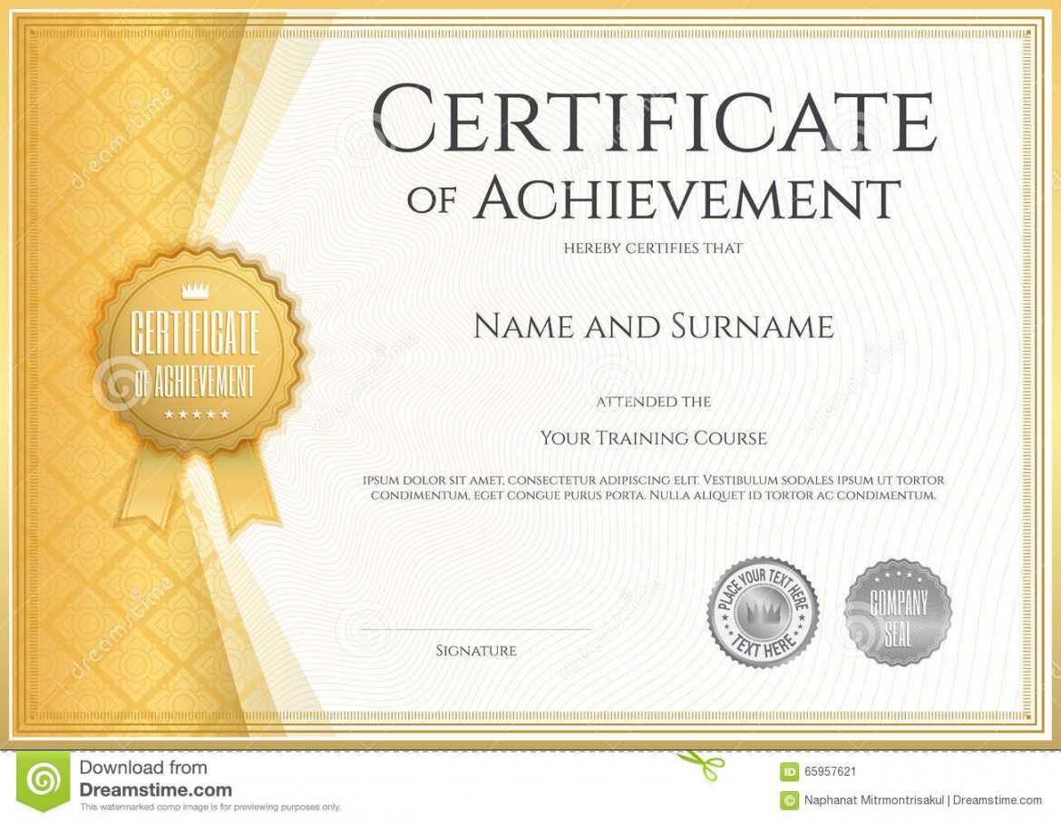 Printable Certificate Of Achievement Template In Vector Intended For Blank Certificate Of Achievement Template