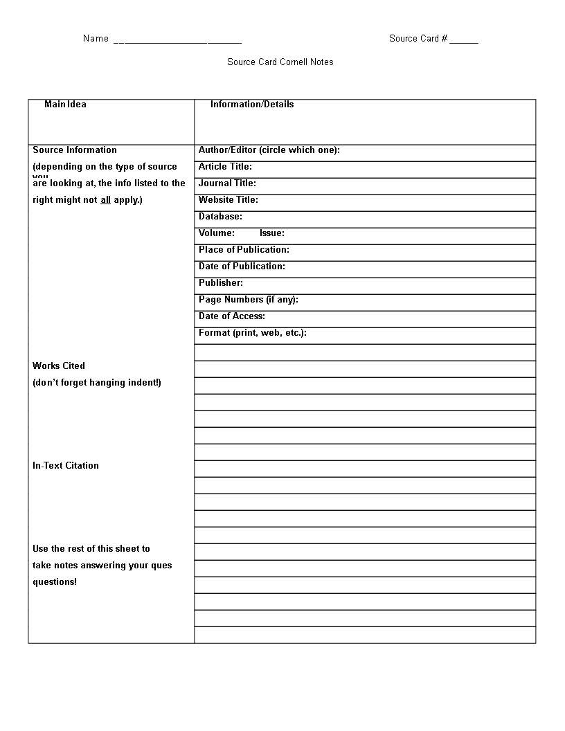 Printable Cornell Note Taking Word | Templates At Pertaining To Note Taking Template Word
