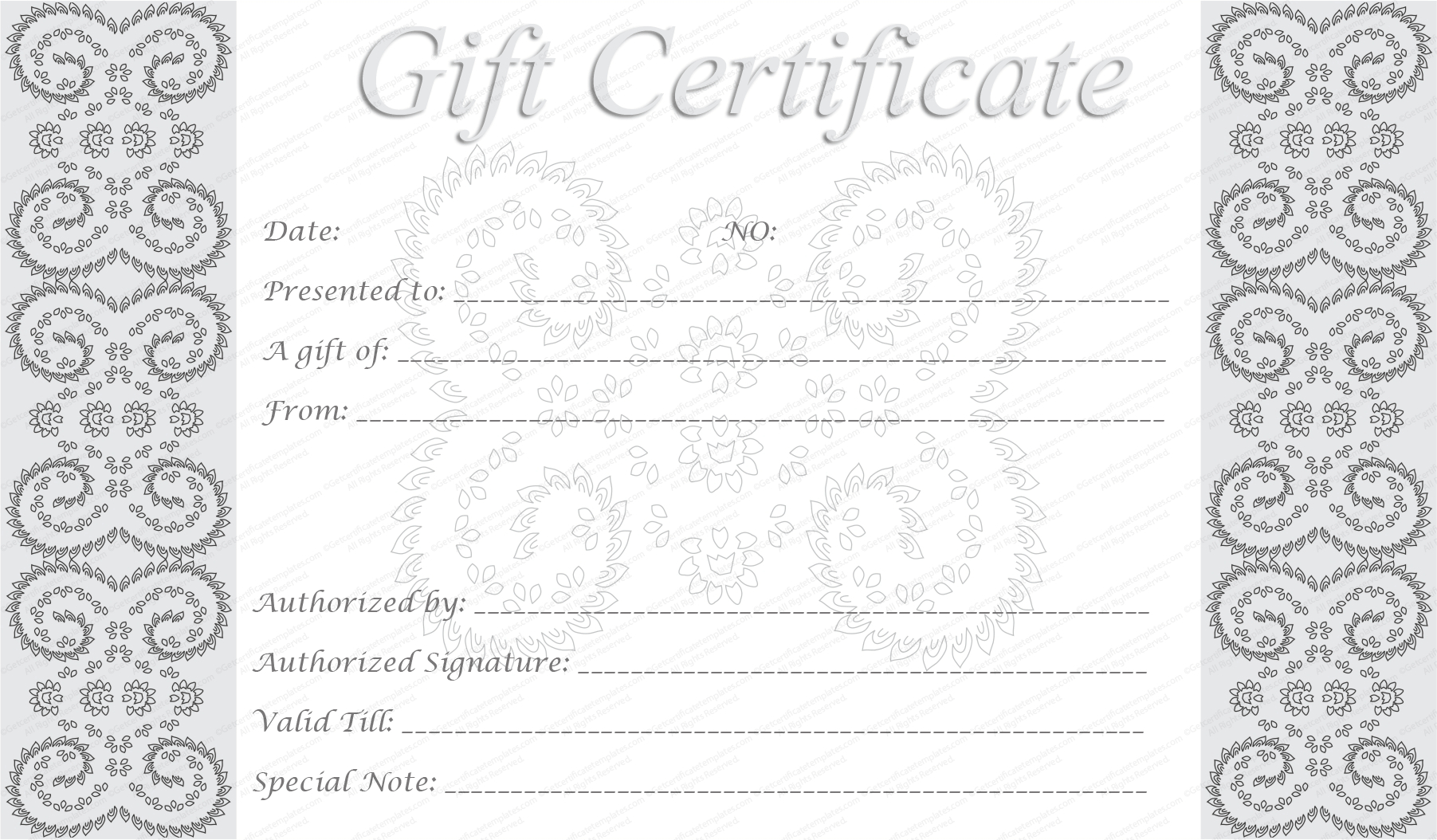 Printable Gift Cards For Blank Certificate Templates Free Download