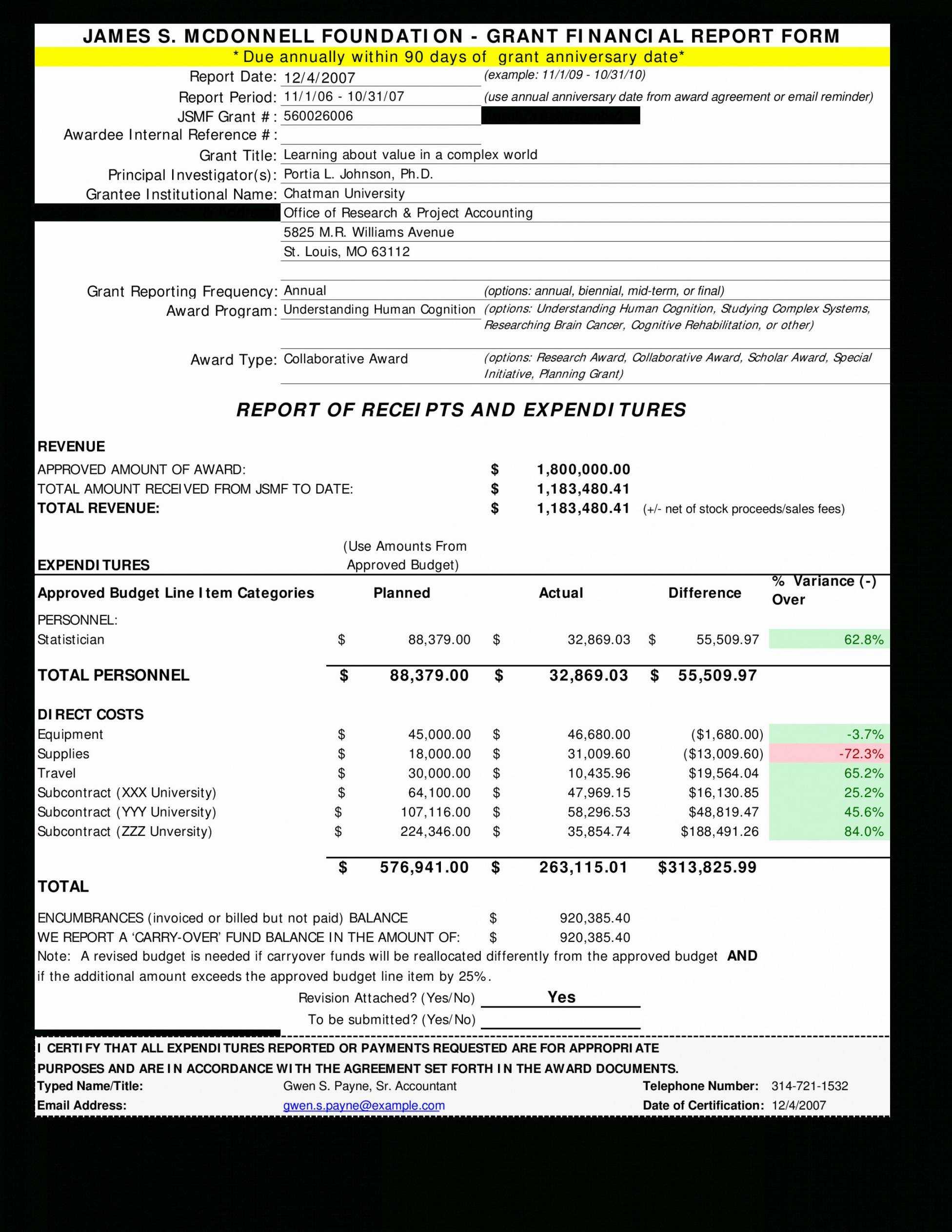 Printable Grant Financial Report Template Best Of Intended For Fundraising Report Template