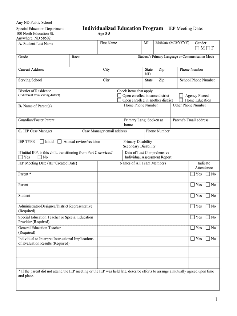 Printable Iep Templates – Fill Online, Printable, Fillable Intended For Blank Iep Template