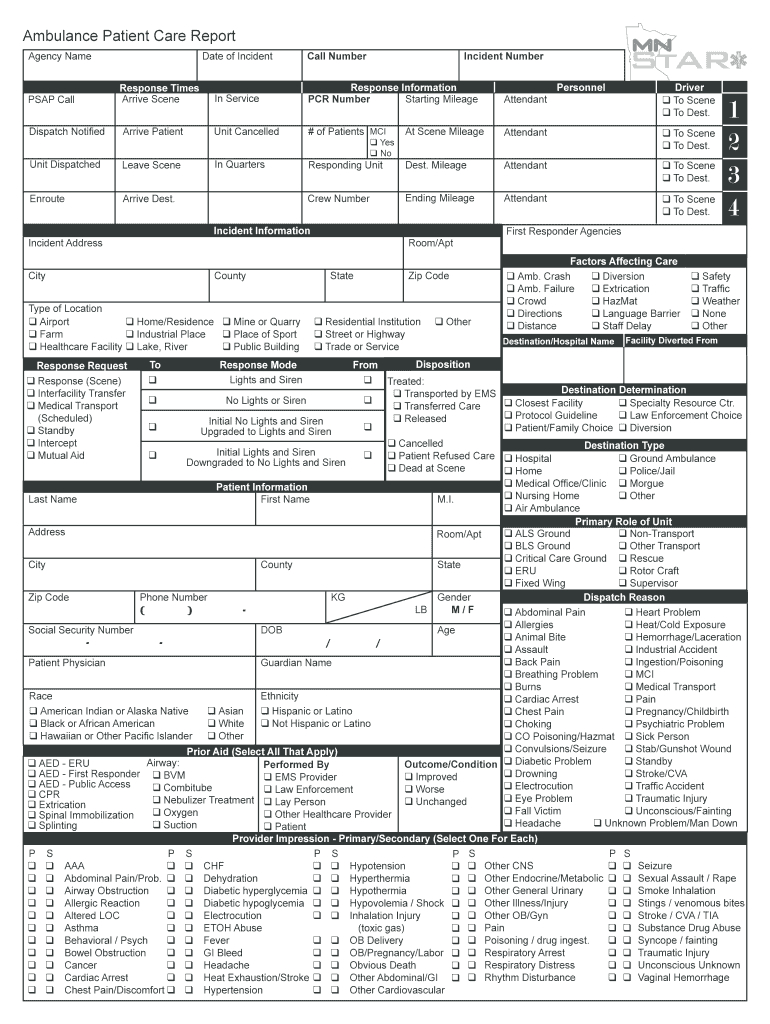Printable Patient Care Report – Fill Online, Printable Pertaining To Patient Care Report Template