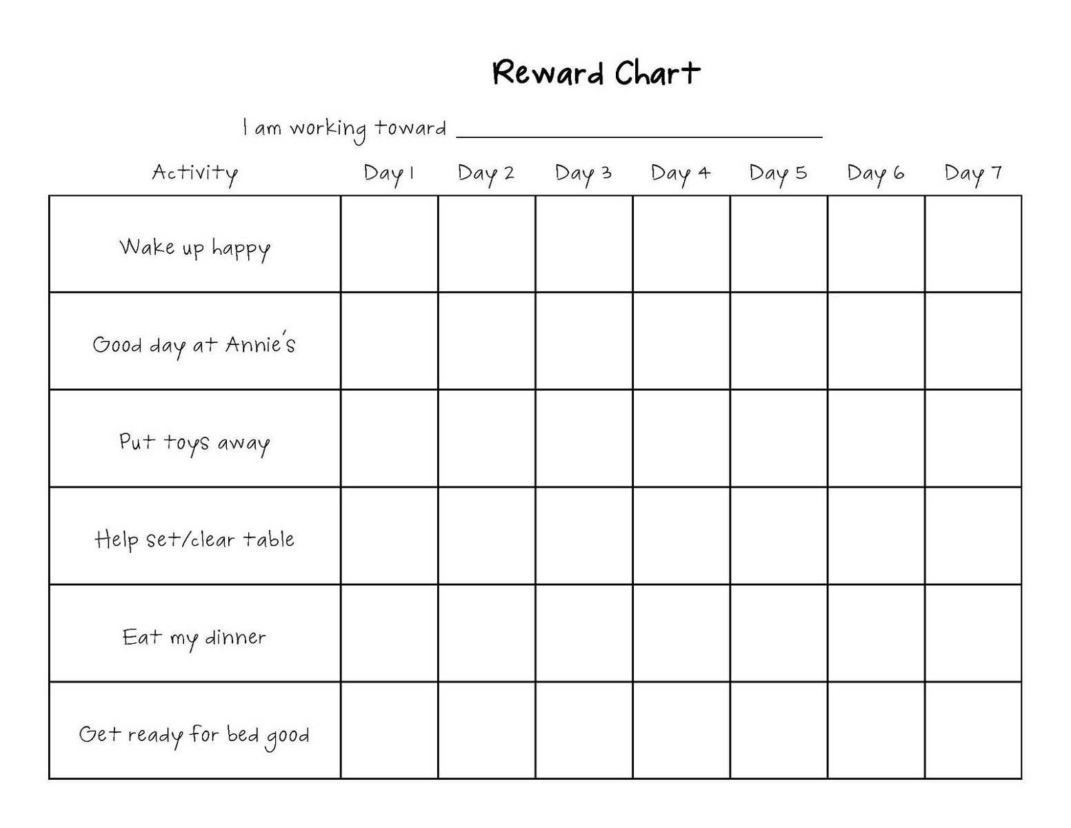 Printable Reward Charts – Zohre.horizonconsulting.co Within Blank Reward Chart Template