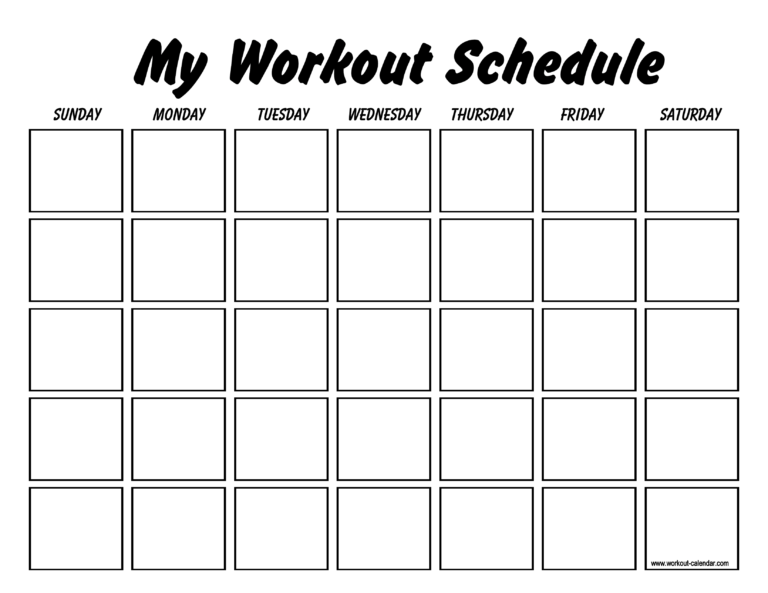 Blank Workout Schedule Template Blank Workout Schedule Template
