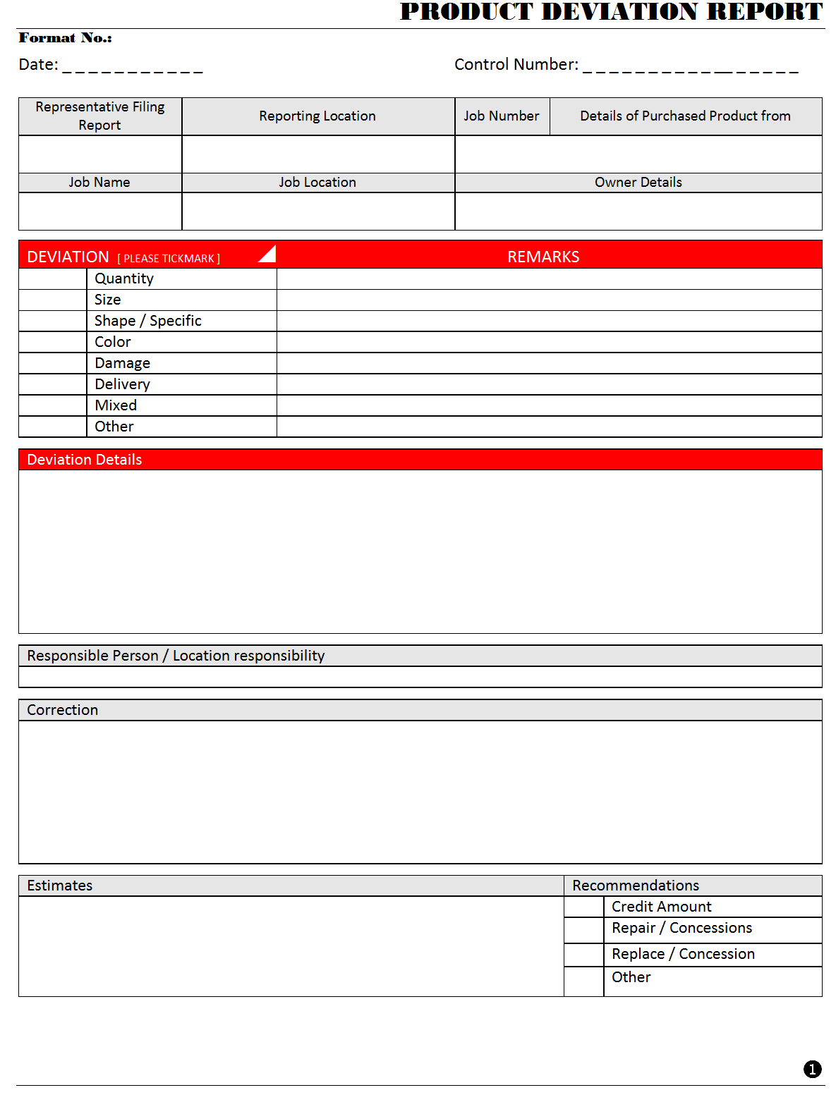 Product Deviation Report – For Deviation Report Template