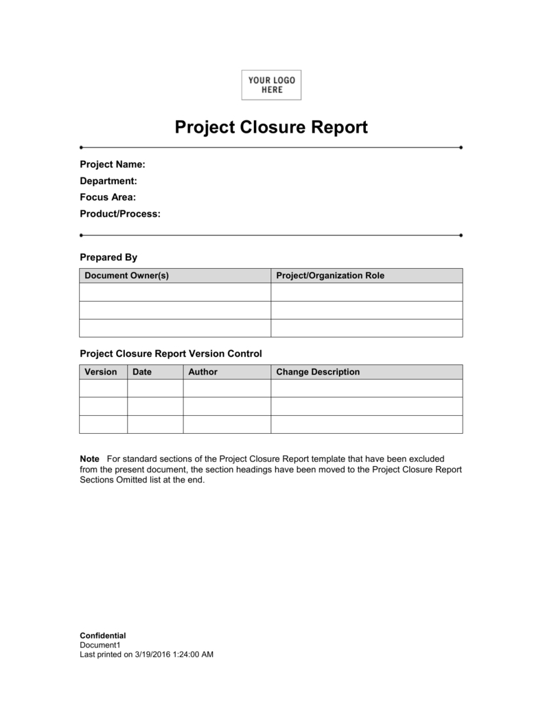 Project Closure Report With Closure Report Template