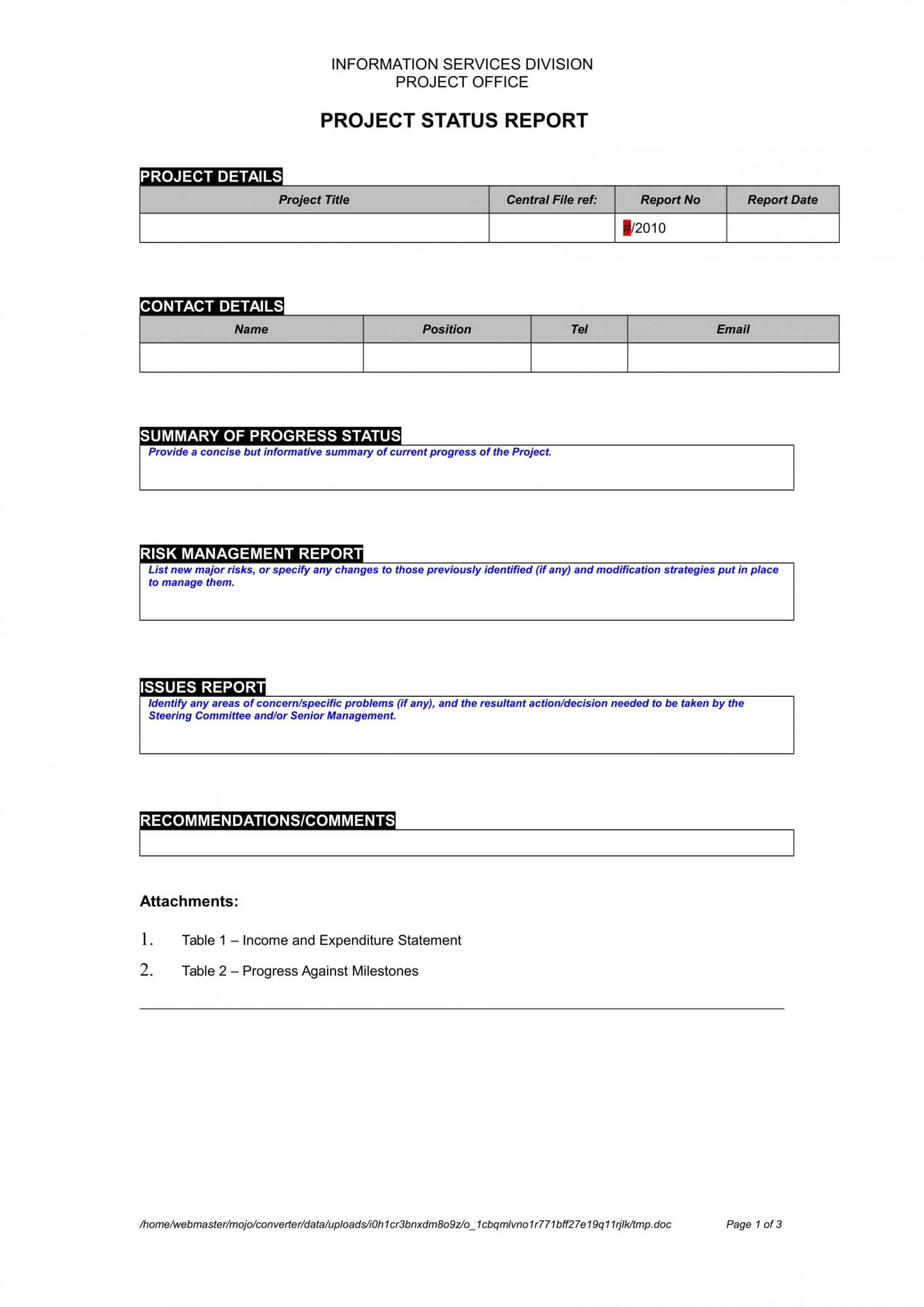 Project Status Report Template Word 2010 - Zohre With Project Status Report Template Word 2010